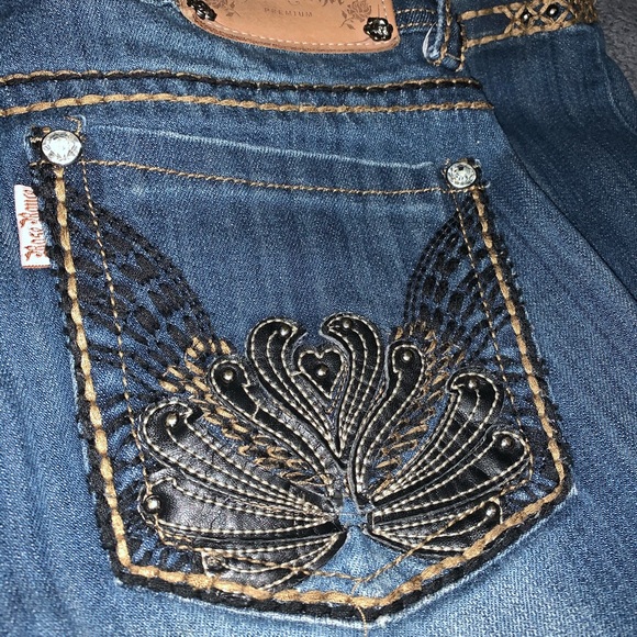 Rose Royce jeans boot cut 30 11/12 leather accents - Picture 3 of 8